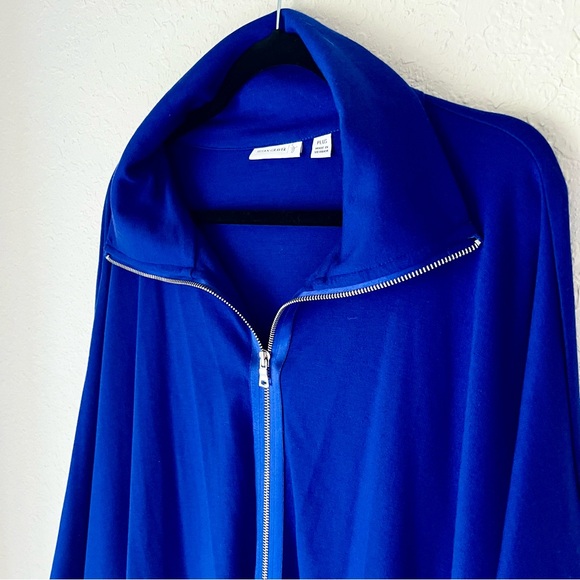 Susan Graver x QVC Ponte Knit Zip Front Cozy Flowy Poncho Kimono Pockets Drapey - Picture 2 of 9